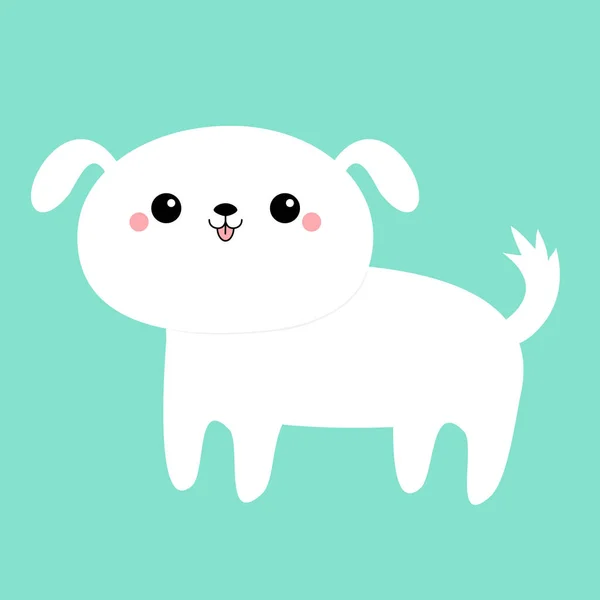 White Dog Puppy Icon Funny Face Cute Kawaii Cartoon Character — Stock Vector