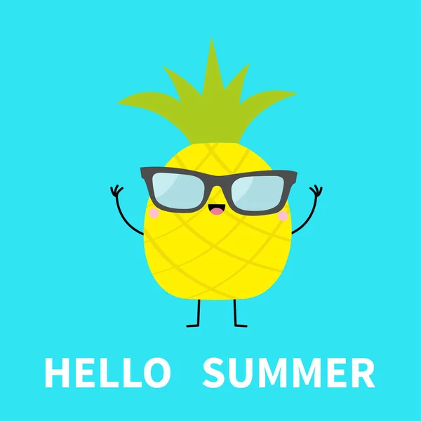Γεια Σου Καλοκαίρι Φύλλο Από Καρπούς Ανανά Φορώντας Γυαλιά Ψηλά — Διανυσματικό Αρχείο