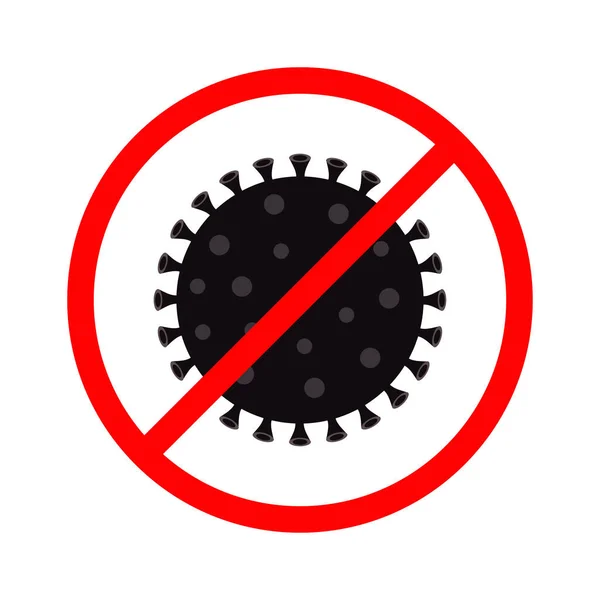 Covid 19コロナウイルスのアイコンを停止します コロナウイルスの発生 赤は記号を禁止する 流行の危険概念 黒い色だ フラットデザイン 隔離されてる 白地だ ベクターイラスト — ストックベクタ