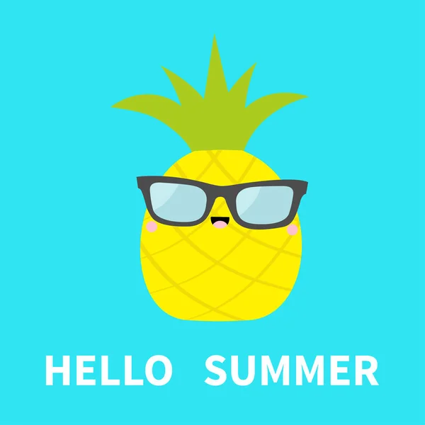 Γεια Σου Καλοκαίρι Φύλλο Από Καρπούς Ανανά Φορώντας Γυαλιά Χαριτωμένο — Διανυσματικό Αρχείο
