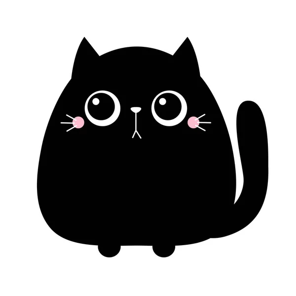 Gatinho Gato Preto Gatinho Ícone Personagem Desenho Animado Bonito Kawaii —  Vetores de Stock