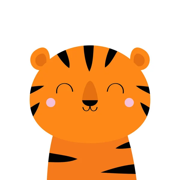 Tigru Drăguț Desen Animat Kawaii Amuzant Personaj Zâmbitor Colecţia Animale — Vector de stoc