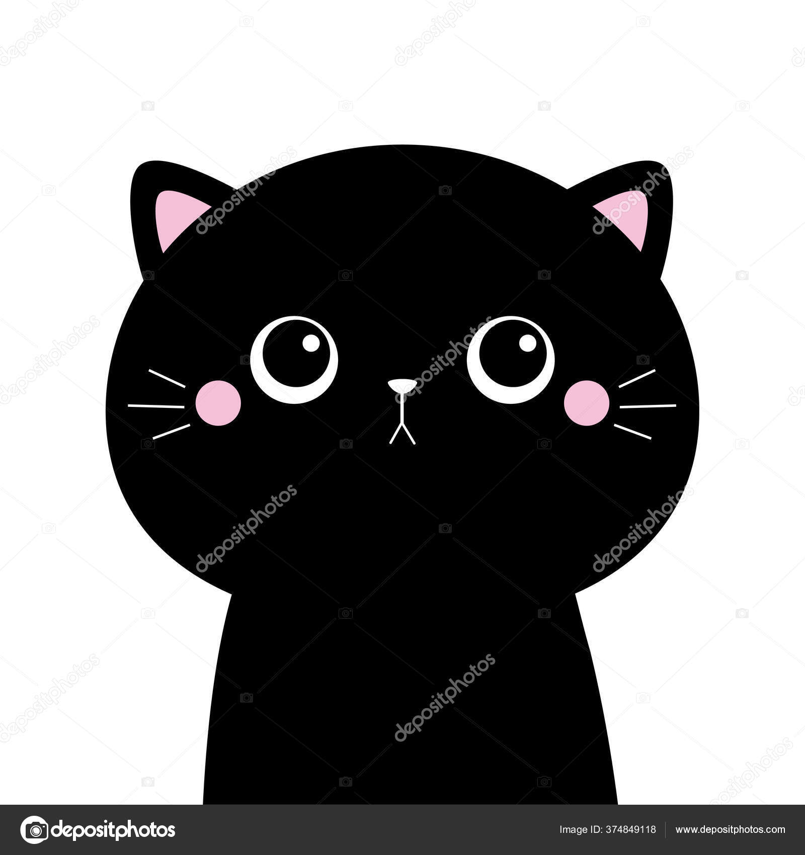 Cute cat icon. pink cat icon on white background. happy cat icon