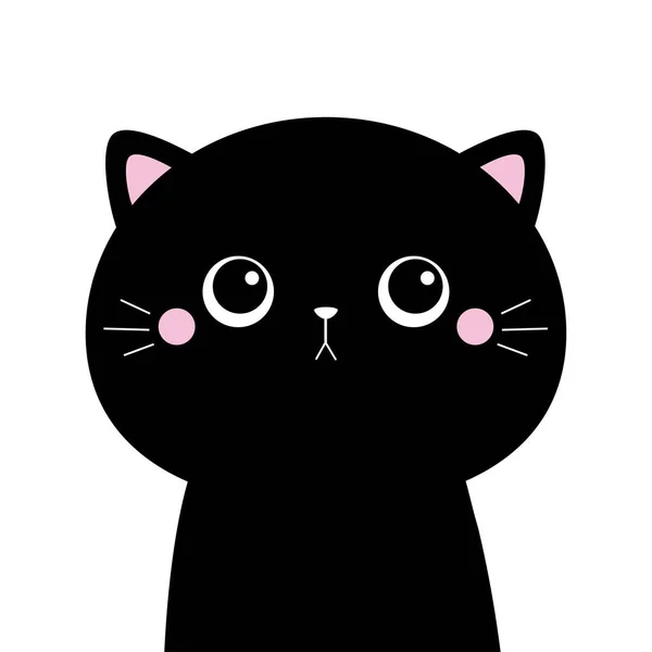 Black Cat Kitten Kitty Silhouette Icon Cute Kawaii Cartoon Character — Stock Vector