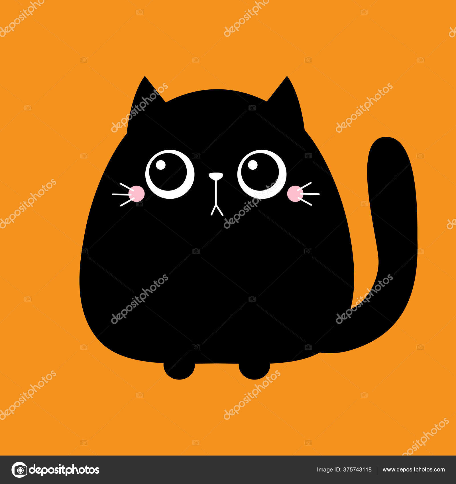 Ikon Kucing Hitam Kucing Kucing Karakter Kartun Kawaii Imut Wajah Stok Vektor Worldofvector 375743118