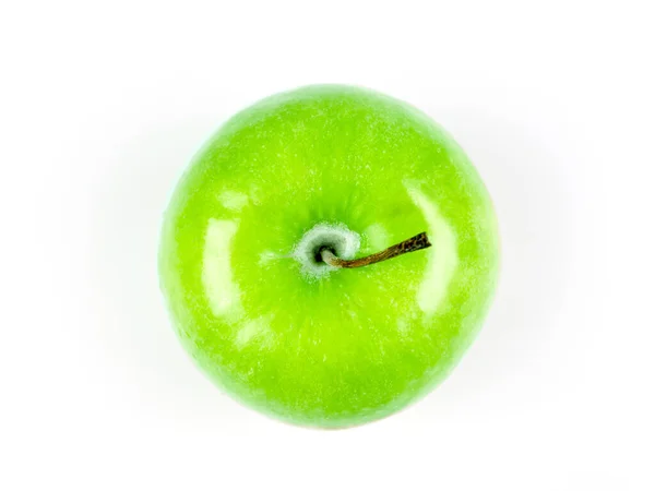 Zelené Jablko Bílém Pozadí Izolovat Horní Pohled — Stock fotografie