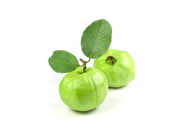 Kvajávové Ovoce Listem Bílém Pozadí Izolátu Jídlo Pro Zemědělství Zelené — Stock fotografie