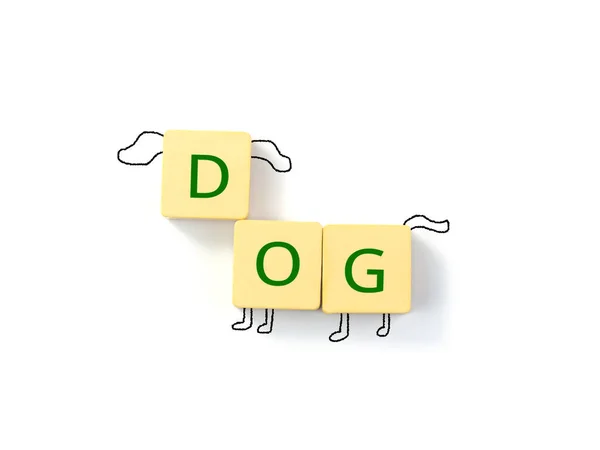 Λέξη Σκύλου Γραμμένο Κύβο Μπλοκ Επιστολή Οργανώνει Dog Λέξη Και — Φωτογραφία Αρχείου
