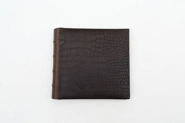 Leather Brown Photo Album White Background — Stock Photo, Image