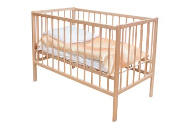 Bed for small children. Isolated on a white background.