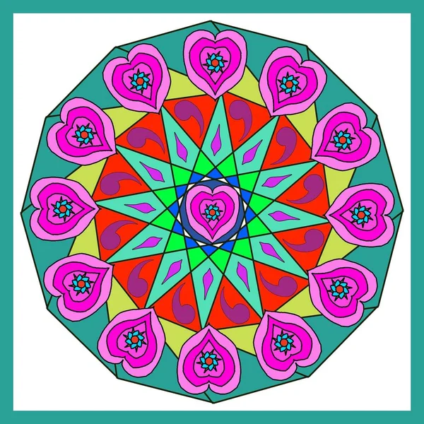 Dekorativní Mandala Růžovým Srdcem Pro Lásku — Stock fotografie