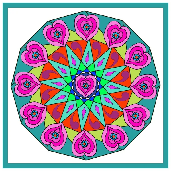 Dekorativní Mandala Srdcem Pro Lásku — Stock fotografie