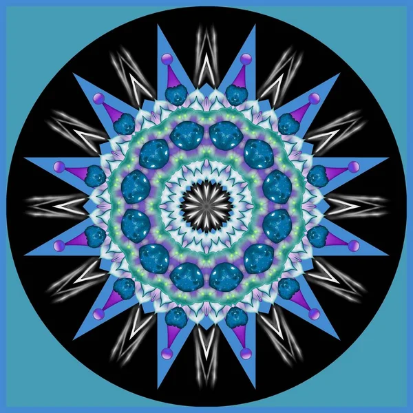 Mandala Décoratif Étoile Aux Couleurs Bleues — Photo