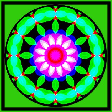 Kusursuz dekoratif desen - parlak renkli mandala çiçeği