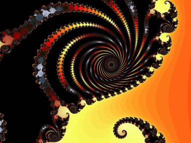 Dekoratif fraktal spiral, koyu mavi renklerde döndürme yanılsaması. 