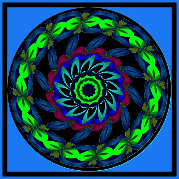 Dekorativní Mandala Iluzí Rotace Tmavých Barvách — Stock fotografie