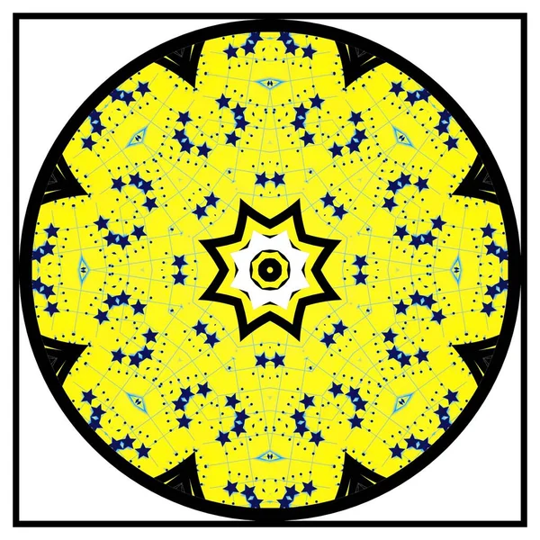 数字计算机图形 带有五角星的抽象装饰宇宙曼陀罗 — 图库照片