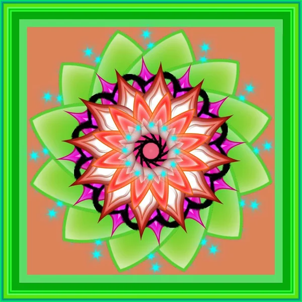 Dekorativní Mandala Květina Rámečku — Stock fotografie