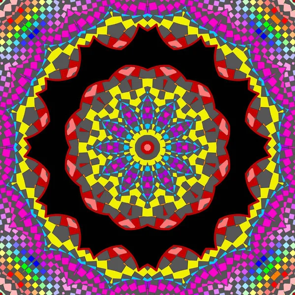 Mandala Geometrico Decorativo Meditazione Colori Vivaci — Foto Stock