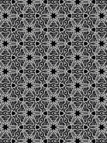 Decorative Geometric Pattern Stars Hexagonal Symmetry Black White Colors — Stock Photo, Image