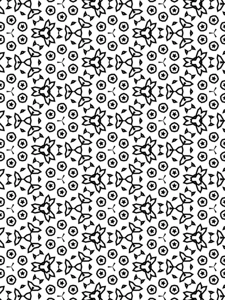 Decorative Geometric Pattern Five Pointed Stars Hexagonal Symmetry Black White — Stock Photo, Image