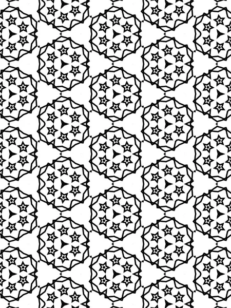 Decorative Geometric Pattern Hexagonal Symmetry Six Pointed Stars Black White — Stock Photo, Image