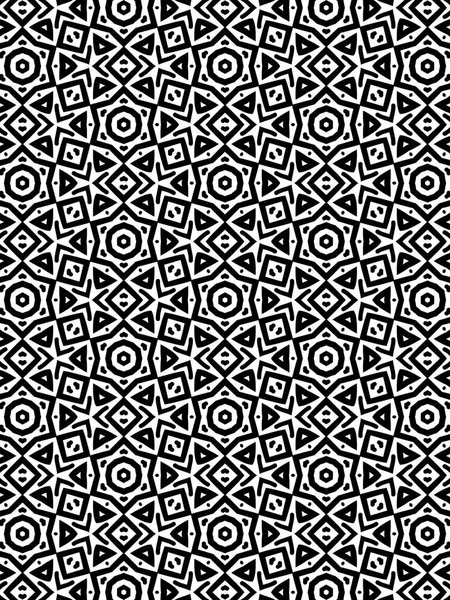 Modello Geometrico Decorativo Con Simmetria Esagonale Nei Colori Bianco Nero — Foto Stock