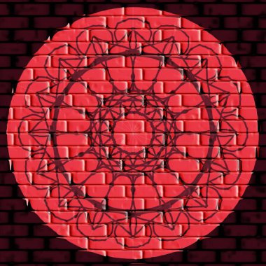 Graffiti açılış mandala Yapılmış tuğla duvar arkaplanı 