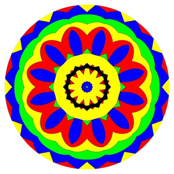 Dekoratif Geometrik Mandala Parlak Renkli Çiçek — Stok fotoğraf