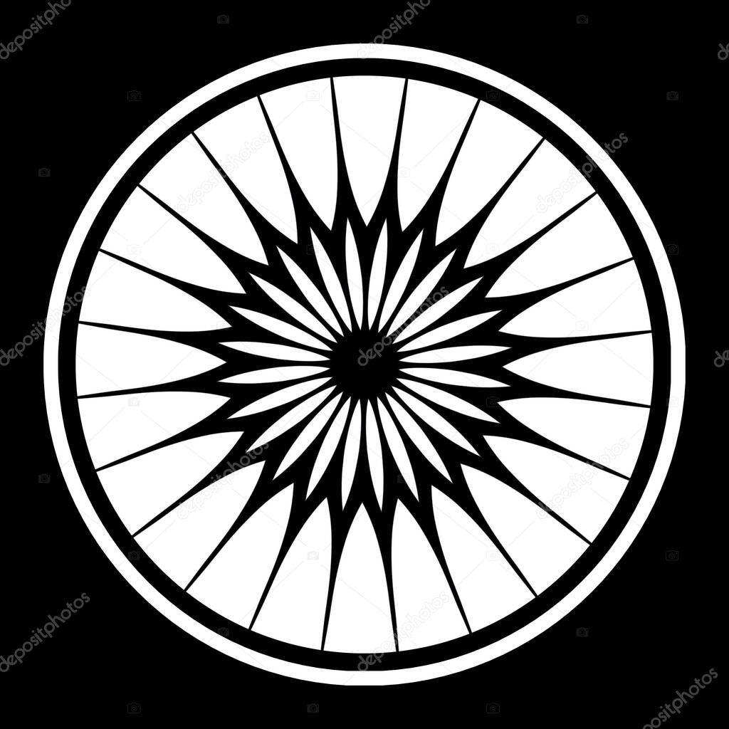 Decorative mandala - wheel in a black and white colors