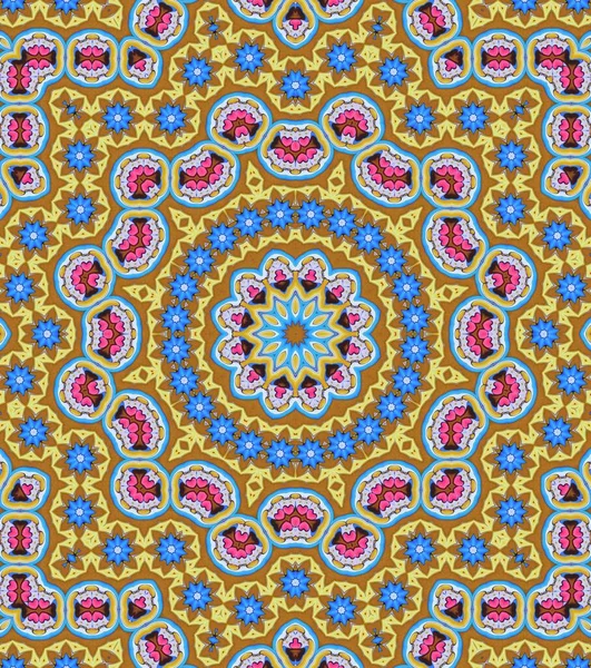 Padrão Mandala Decorativo Abstrato Com Flores Cores Brilhantes — Fotografia de Stock
