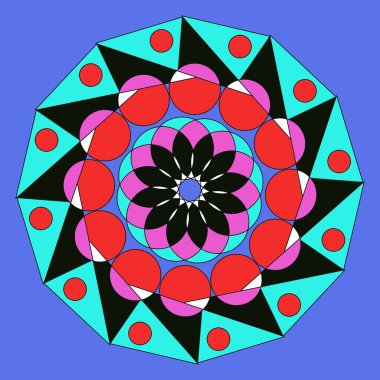 Parlak renklerde soyut geometrik Mandala