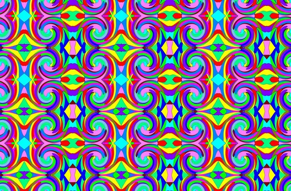 Decoratieve Naadloze Fractal Patroon Met Spiralen Rondingen Een Heldere Kleuren — Stockfoto