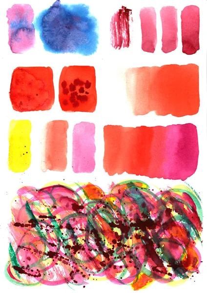 Conjunto abstrato de figuras coloridas de manchas aquarela — Fotografia de Stock