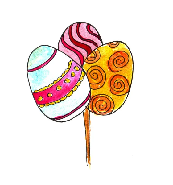 Easter Doodle ovos adesivo definido. Ovos de rabiscos de Páscoa desenhados à mão isolados sobre fundo branco — Fotografia de Stock