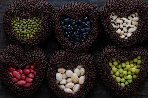 Colección de frijol, fibra de alimentos hacen que la salud del corazón —  Fotos de Stock