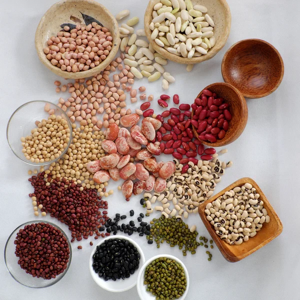 Collection of bean on white background