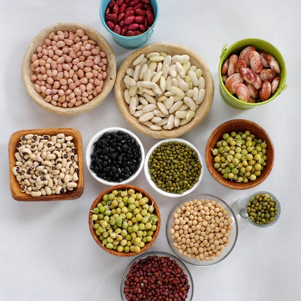 Collection of bean on white background