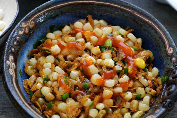 Vietnam sokak gıda, mısır kızarmış kurutulmuş karides