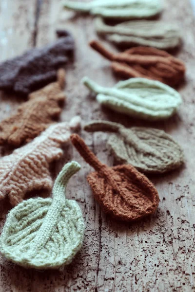 Knitted winter leaf — Stock Photo, Image