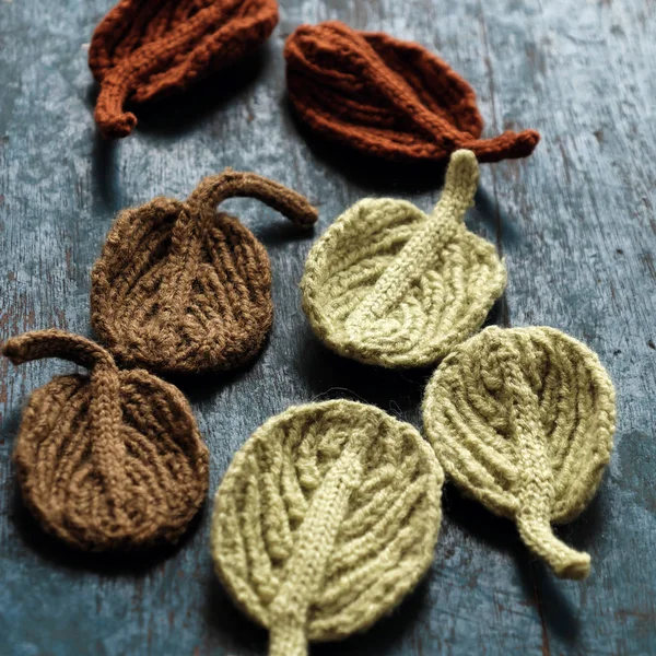 Knitted winter leaf — Stock Photo, Image