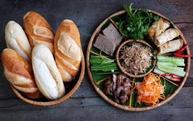  Vietnamese food, banh mi thit clipart