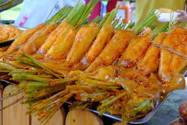 Izgara kalamar limon çim, Vietnam sokak gıda 