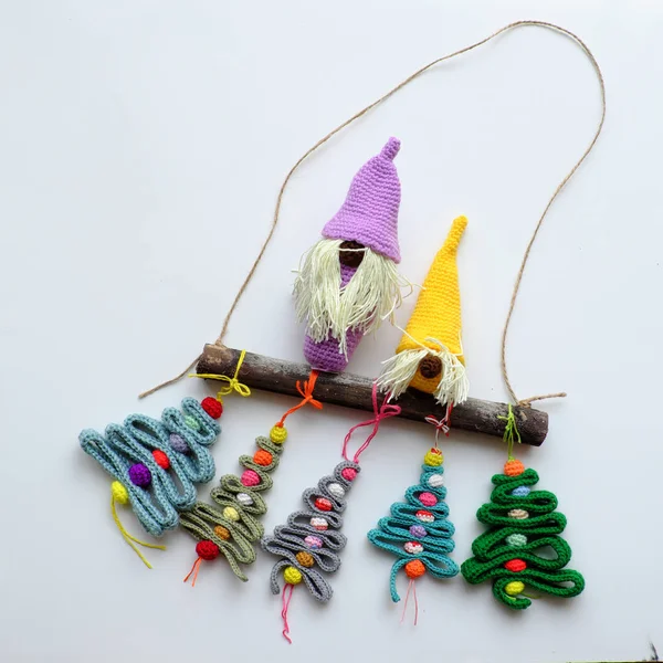 Ornamenti inverno stagionale, prodotto fatto a mano, gnomo, nastro Chris — Foto Stock