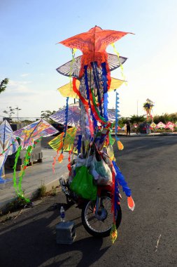 Many colorful kites at countryside of Saigon for outdoor activit