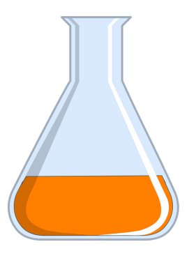  Beyaz arka planda laboratuvar mataraları. Kimyasal şişe.