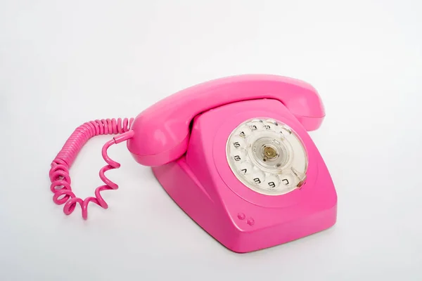 Pink Telephone White Background — Stock Photo, Image