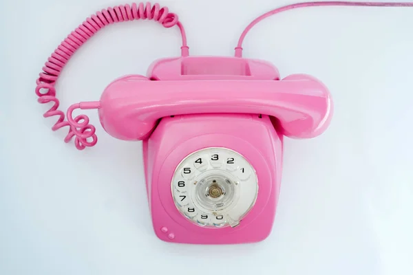 Pink Telephone White Background — Stock Photo, Image