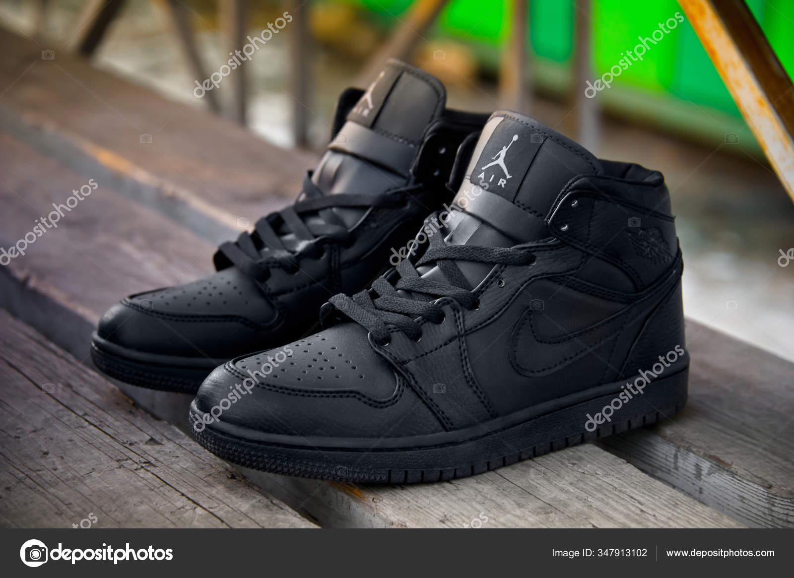 Black Nike Air Jordan Retro Basketball Shoes Shot Outdoors Wooden – Stock  Editorial Photo © Alavanta #347913102
