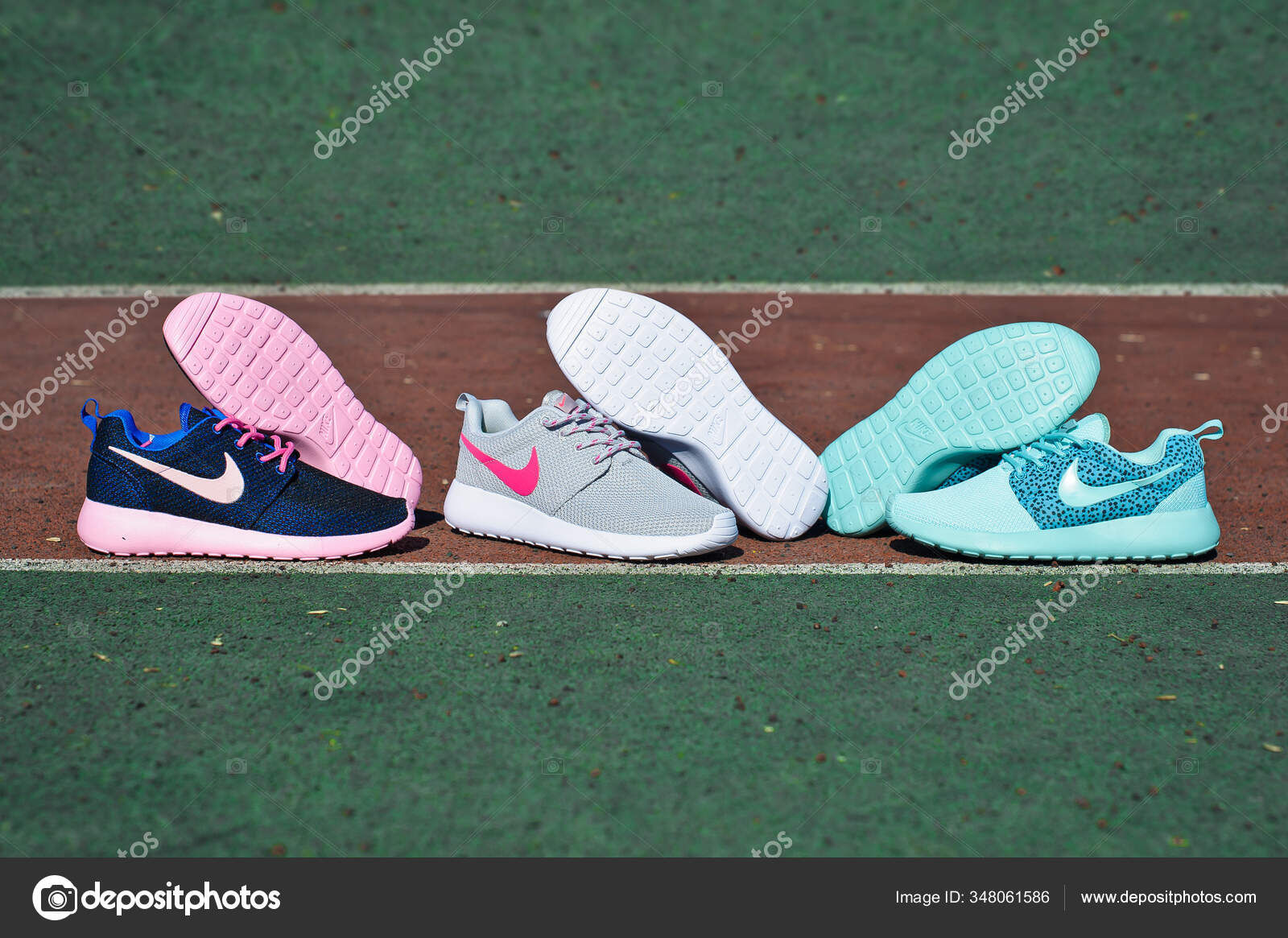 Three Pairs Nike Roshe Sneakers Running Shoes Trainers Close – Stock Photo Alavanta #348061586